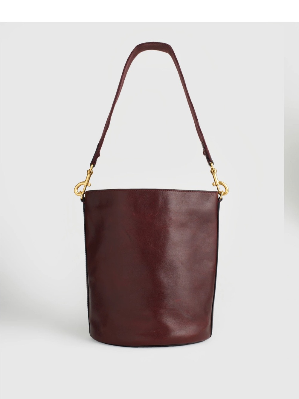 Madewell Leather Bucket Shoulder Bag in dark Burgundy